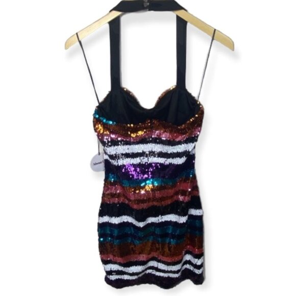 NWT Revolve About Us Zoey Sequin Striped Mini Dress Size Small New With Tags S - Picture 3 of 10